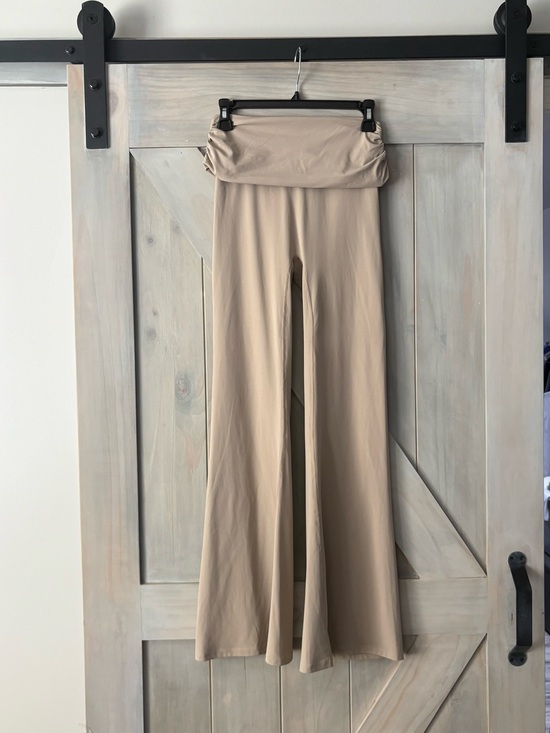 Pants - TruFusion Taupe Fold-Over Waist Yoga Pants